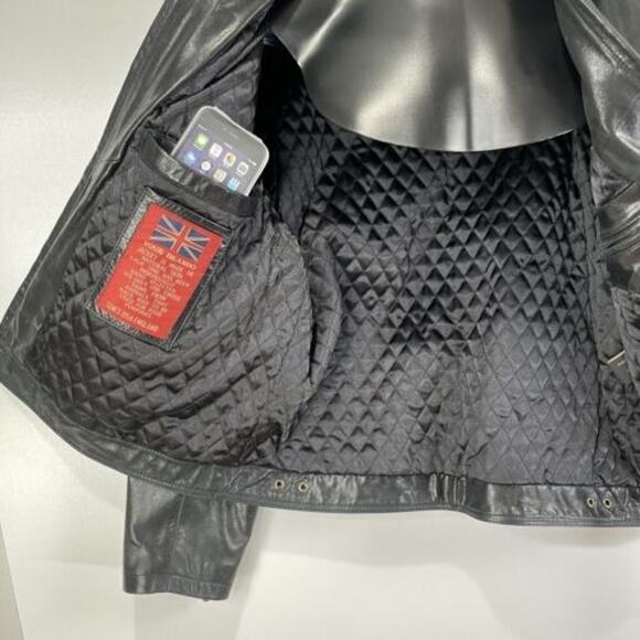 London Brando Men's Leather Jacket Black Sz XL Long Sleeves Zip Front Biker Moto - Picture 8 of 10